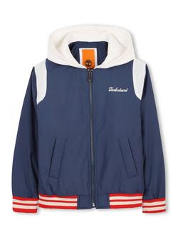 Timberland Kids' Hooded Bomber Jacket, Slate Blue, Slate Blue