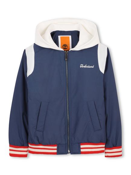 Timberland Kids' Hooded Bomber Jacket, Slate Blue, Slate Blue