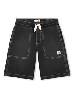 Timberland Kids' Contrast Stitch Denim Shorts, Denim Black, Denim Black