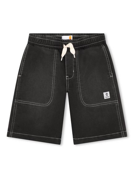 Timberland Kids' Contrast Stitch Denim Shorts, Denim Black, Denim Black