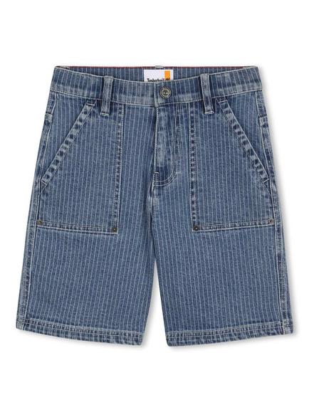 Timberland Kids' Striped Denim Shorts, Denim Blue, Denim Blue
