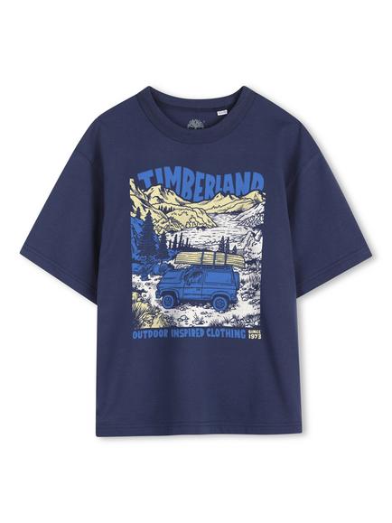 Timberland Kids' Outdoor Graphic T-Shirt, Dark Blue/Multi, Dark Blue/Multi