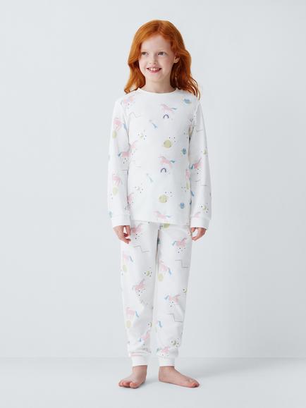 John Lewis Kids' Unicorn Pyjamas, Pack of 2, Pink - view 2, Pink