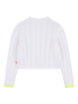 Billieblush Kids' Knitted Embroidered Cardigan, White/Multi - view 2, White/Multi