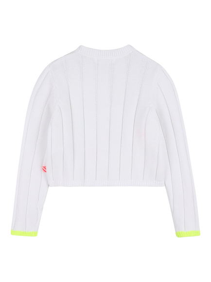 Billieblush Kids' Knitted Embroidered Cardigan, White/Multi - view 2, White/Multi