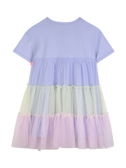 Billieblush Kids' Short Sleeve Ruffle Tulle Dress, Angel Blue - view 2, Angel Blue