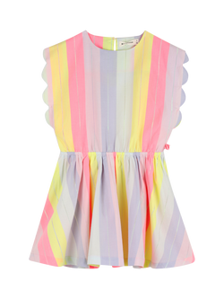 Billieblush Kids' Short Sleeve Striped Dress, Multicoloured, Multicoloured