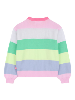 Billieblush Kids' Sequin Heart Stripe Jumper, Multicoloured - view 2, Multicoloured