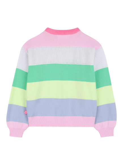 Billieblush Kids' Sequin Heart Stripe Jumper, Multicoloured - view 2, Multicoloured