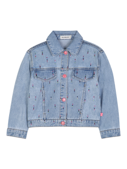 Billieblush Kids' Embellished Denim Jacket, Double Stone+bleach, Double Stone+bleach