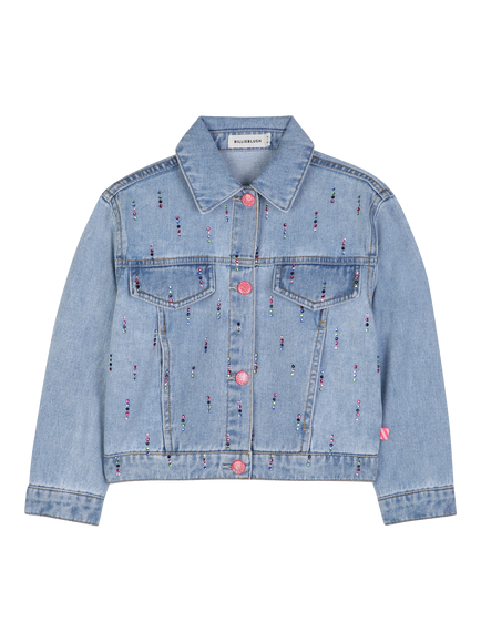 Billieblush Kids' Embellished Denim Jacket, Double Stone+bleach, Double Stone+bleach