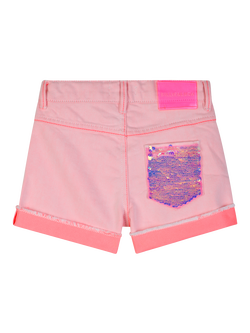 Billieblush Girl's Sequin Pocket Denim Shorts, Pink - view 2, Pink