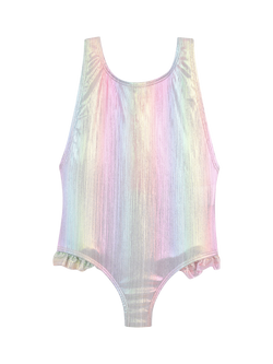 Billieblush Kids' Shiny Stripe Swimsuit, Multicoloured, Multicoloured