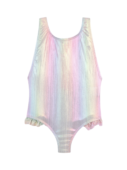 Billieblush Kids' Shiny Stripe Swimsuit, Multicoloured, Multicoloured