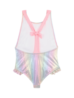 Billieblush Kids' Shiny Stripe Swimsuit, Multicoloured - view 2, Multicoloured