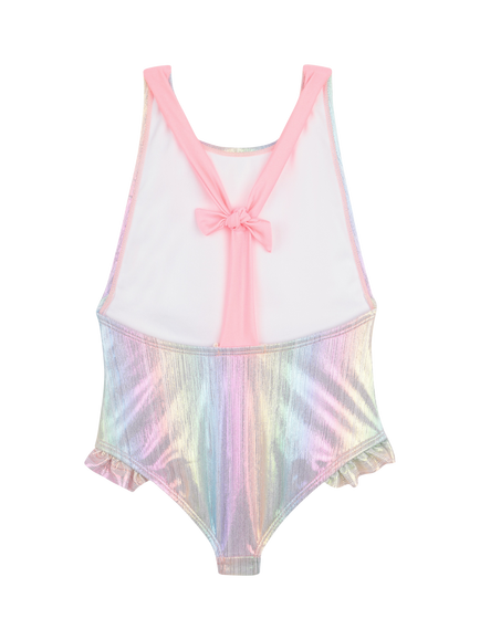 Billieblush Kids' Shiny Stripe Swimsuit, Multicoloured - view 2, Multicoloured