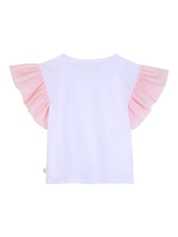 Billieblush Kids' Embroidered Mesh Sleeve T-Shirt, White - view 2, White