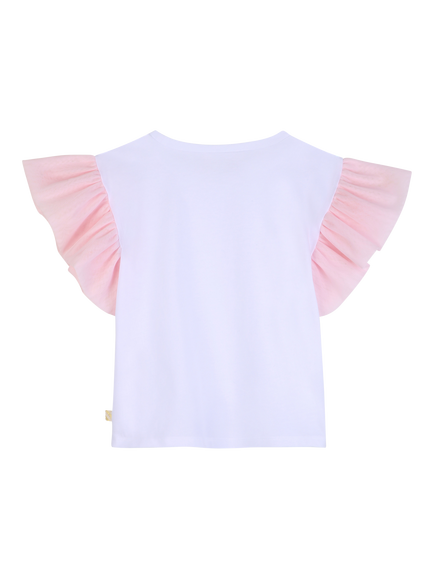 Billieblush Kids' Embroidered Mesh Sleeve T-Shirt, White - view 2, White