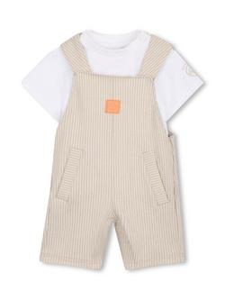 Timberland Baby Dungarees and T-Shirt Set, Off White/Stone, Off White/Stone