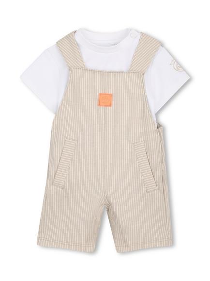 Timberland Baby Dungarees and T-Shirt Set, Off White/Stone, Off White/Stone
