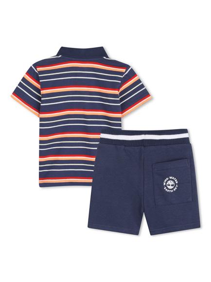 Timberland Baby Striped Polo Shirt and Shorts Set, Slate Blue - view 2, Slate Blue