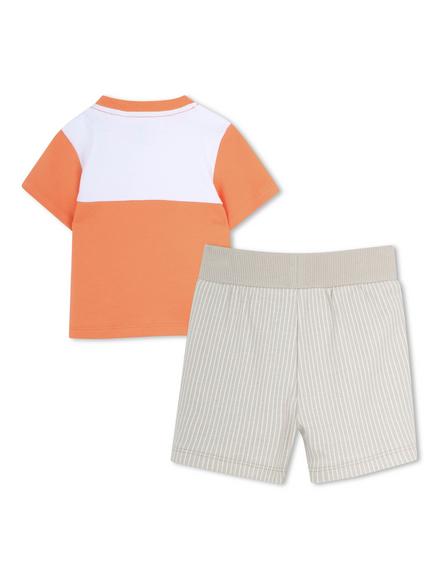 Timberland Baby T-Shirt and Striped Shorts Set, Bright Melon - view 2, Bright Melon