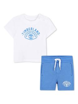 Timberland Baby T-Shirt and Jogger Shorts Set, White/Blue