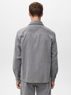 Mango Textured Cotton Overshirt, Light Grey Melange - view 2, Light Grey Melange