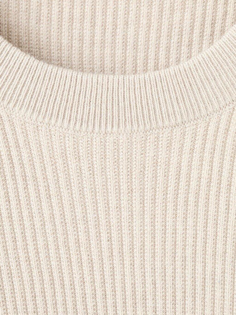 Product image 6 of 6, which shows Mango Crew Neck Cotton Blend Knit Jumper, Beige, S