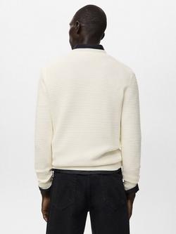 Mango Textured Cotton Crew Neck Sweatshirt - view 2, Off White
