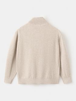 Mango Baby Cotton Zip Up Cardigan, Beige - view 2, Beige