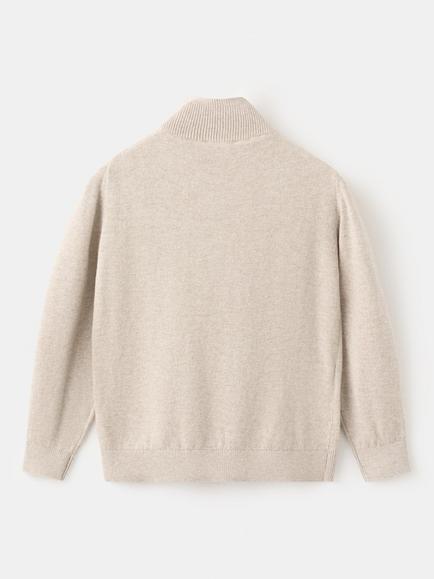 Mango Baby Cotton Zip Up Cardigan, Beige - view 2, Beige
