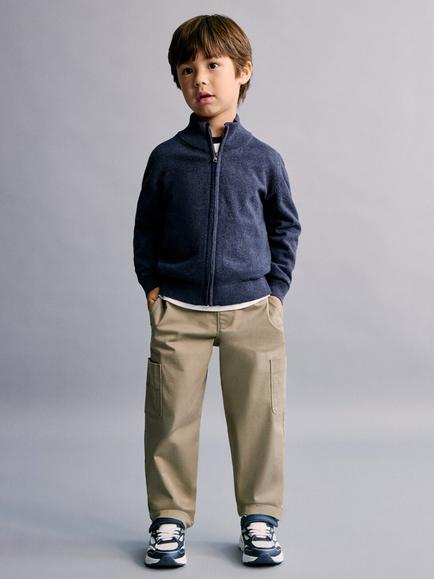 Mango Baby Cotton Zip Up Cardigan, Navy, Navy