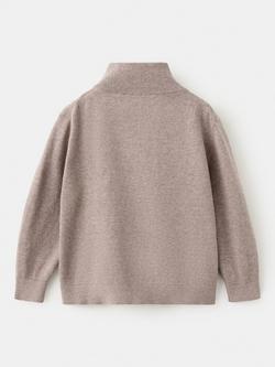 Mango Kids' Half Zip Jumper, Taupe - view 2, Taupe