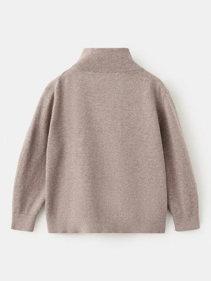 Mango Kids' Half Zip Jumper, Taupe - view 2, Taupe