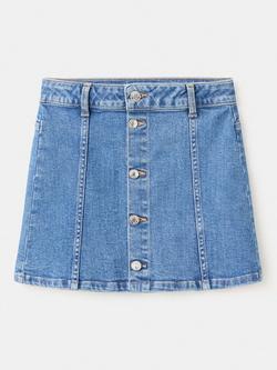 Mango Kids' Denim Button Mini Skirt, Dark Denim, Dark Denim
