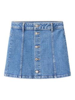 Mango Kids' Denim Button Mini Skirt, Dark Denim - view 2, Dark Denim