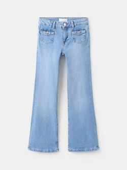 Mango Kids' Flared Jeans, Mid Blue, Mid Blue