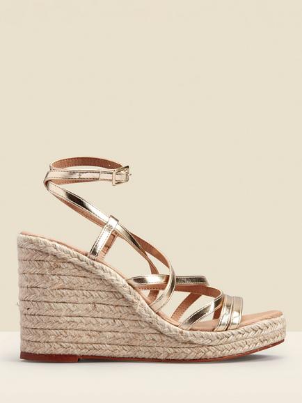 Sosandar Strappy Wedge Heel Sandals, Champagne, Champagne