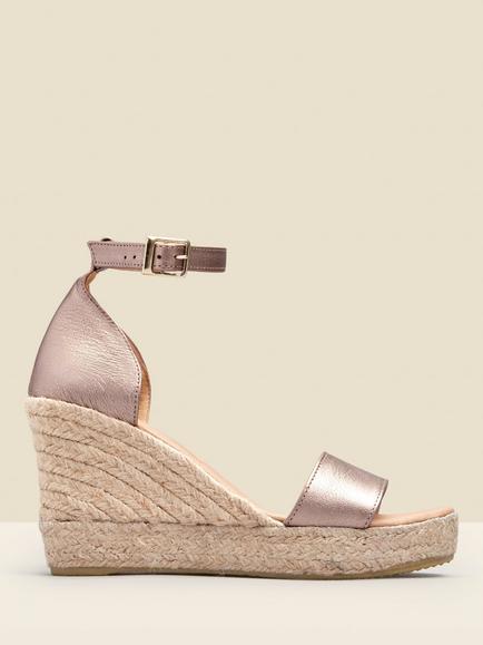 Sosandar Ankle Strap Wedge Heel Sandals, Gold, Gold