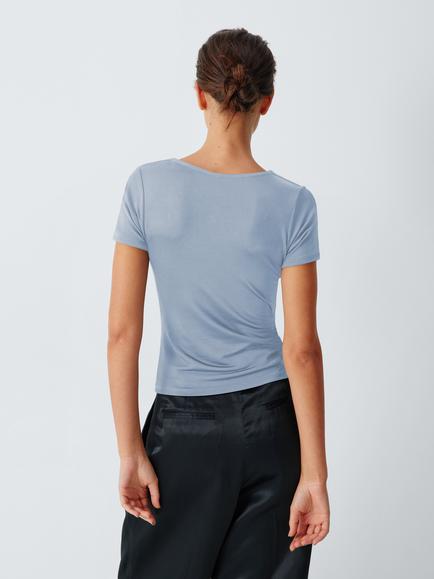 John Lewis x REJINA PYO Square Neck Jersey Top - view 2, Blue