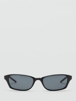 Mango Thin Frame Sunglasses, Black, Black