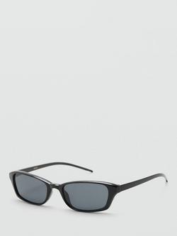 Mango Thin Frame Sunglasses, Black - view 2, Black