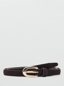 Mango Slim Waist Pure Suede Belt, Chocolate, Chocolate