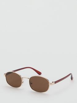 Mango Oval Frame Sunglasses, Gold, Gold