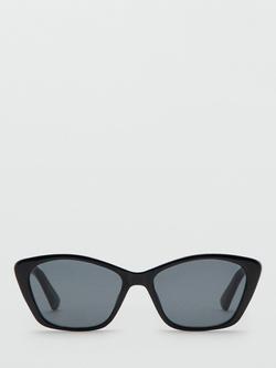 Mango Oversized Cat Eye Sunglasses, Black, Black