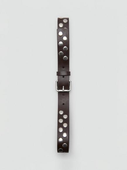Mango Studded Detail Belt, Chocolate - view 2, Chocolate