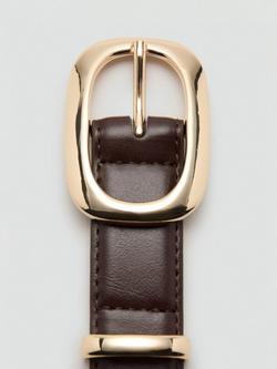 Mango Curved Buckle Belt, Chocolate - view 2, Chocolate