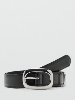 Mango Curved Buckle Belt, Black, Black