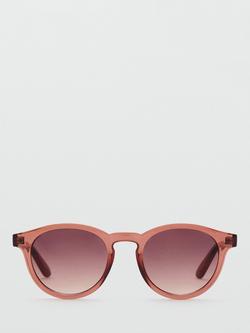 Mango Retro Round Sunglasses, Peach, Peach